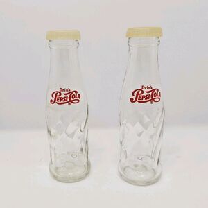 Vtg Glass Pepsi Cola Salt And Pepper‎ Shakers